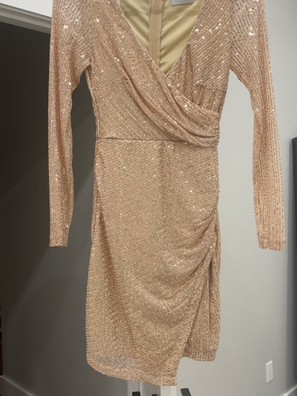 Rose gold sequin dress